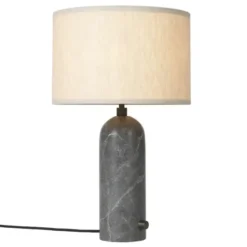 Lampa Stołowa Gravity 49 Cm Szary Marmur Klosz Canvas Gubi