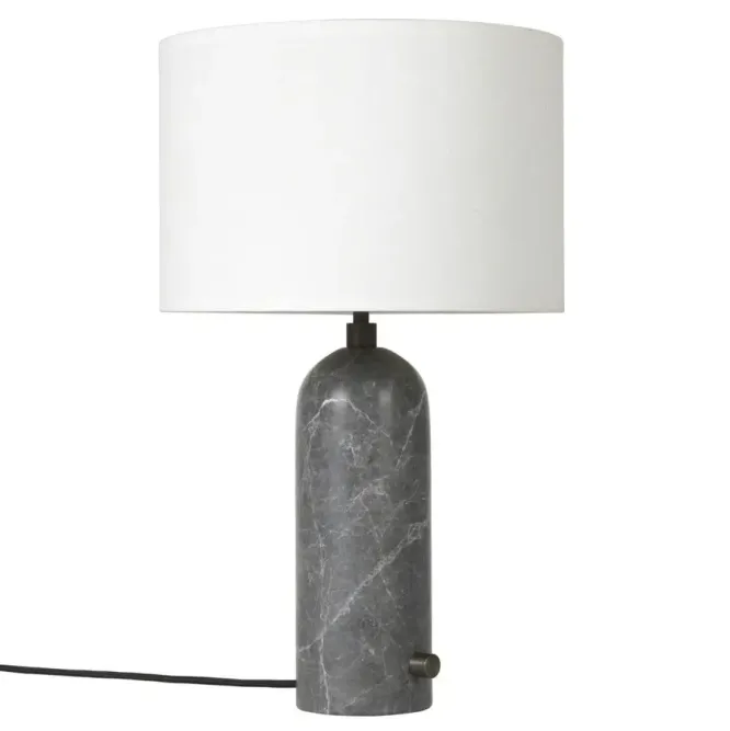 Lampa Stołowa Gravity 49 Cm Szary Marmur Biały Klosz Gubi