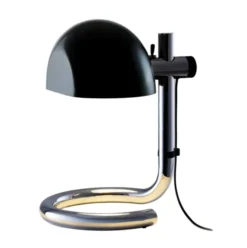 Lampa Stołowa Lauro Czarny Klosz Z Chromowaną Podstawą Marset