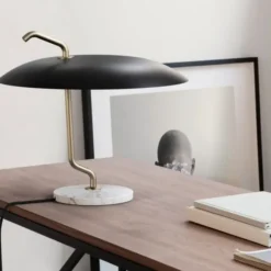 Lampa Stołowa Model 537 Mosiężny Wspornik - Czarny Klosz Astep