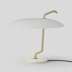 Lampa Stołowa Model 537 Mosiężny Wspornik - Biały Klosz Astep
