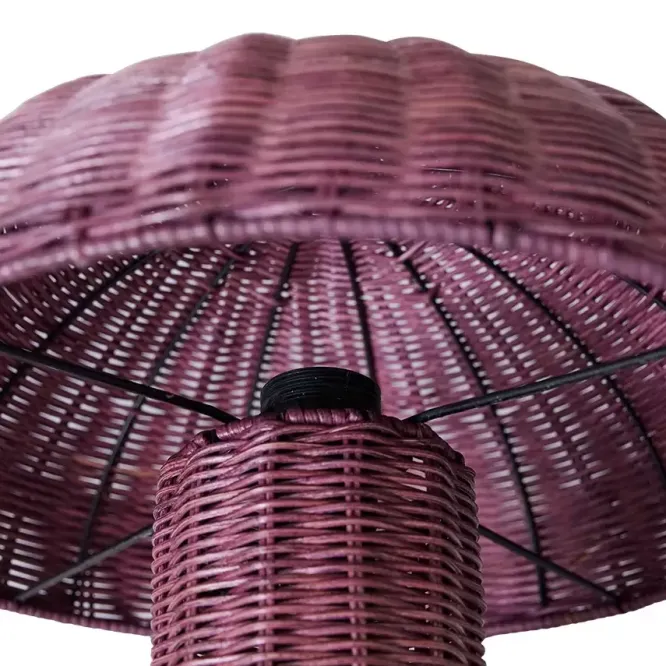 Lampa Stołowa Rattan Burgundowy Hkliving