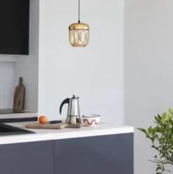 Lampa Wisząca Acorn Bursztynowy Mosiądz Umage