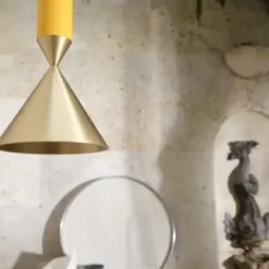 Lampa Wisząca Apollo 59 Morski Błękit Mosiądz Pholc