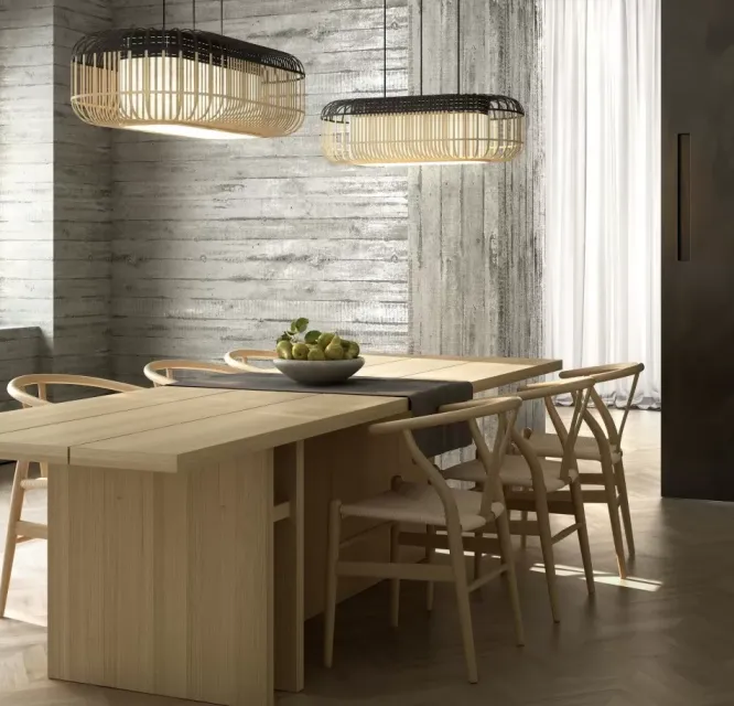 Lampa Wisząca Bamboo Oval 78 Cm Czarna Forestier