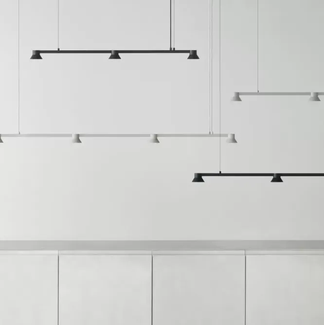 Lampa Wisząca Hat Linear 115 Cm Jasnoszara Normann Copenhagen