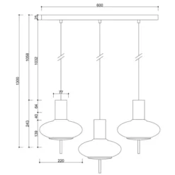 Lampa Wisząca Torni 3L Czarna Ummo