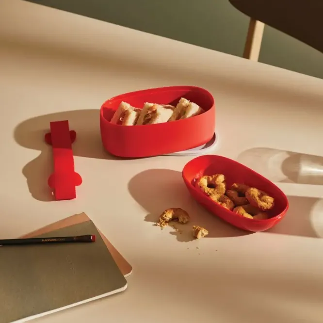 Lunch Box Food A Porter Dwukomorowy Szary Alessi
