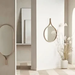 Lustro Ścienne Racquet Okrągłe Naturalne Bolia