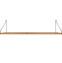 Półka Single 80 Cm Naturalny Dąb - Czarne Wsporniki Frama