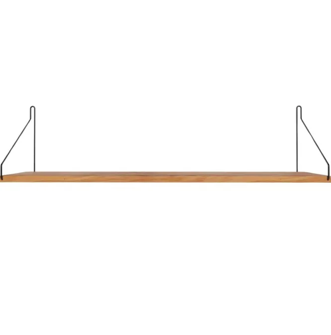 Półka Single 80 Cm Naturalny Dąb - Czarne Wsporniki Frama