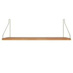 Półka Single 60 Cm Naturalny Dąb - Mosiężne Wsporniki Frama