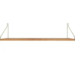 Półka Single 80 Cm Naturalny Dąb - Mosiężne Wsporniki Frama