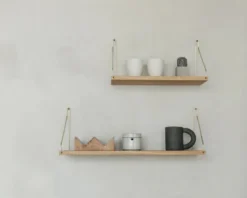 Półka Single 80 Cm Naturalny Dąb - Mosiężne Wsporniki Frama