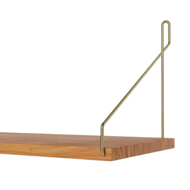 Półka Single 80 Cm Naturalny Dąb - Mosiężne Wsporniki Frama