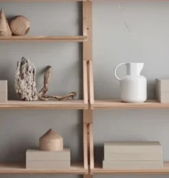 Półka Strap Living 06 Dąb Bielony - Skóra Cognac Bolia