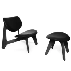 Podnóżek Slab Czarny Dąb, Czarna Skóra Tom Dixon