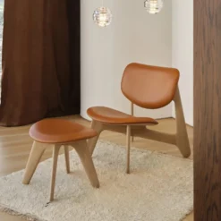 Podnóżek Slab Naturalny Dąb, Koniakowa Skóra Tom Dixon