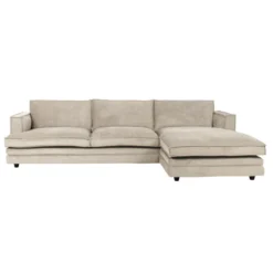 Sofa Agir Z Szezlongiem 285X155 Cm Velvety Beżowa Furninova