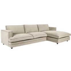Sofa Agir Z Szezlongiem 285X155 Cm Velvety Beżowa Furninova