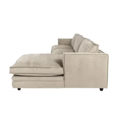 Sofa Agir Z Szezlongiem 285X155 Cm Velvety Beżowa Furninova