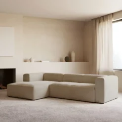 Sofa Blok 3 Osobowa Z Lewym Szezlongiem Beżowa Kave Home