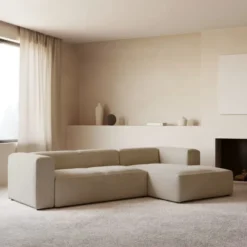 Sofa Blok 3 Osobowa Z Prawym Szezlongiem Beżowa Kave Home