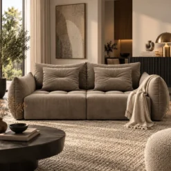 Sofa Bloom 3-Osobowa Jasnobrązowy Welur Micadoni