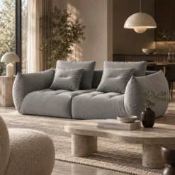 Sofa Bloom 3-Osobowa Szary Welur Micadoni