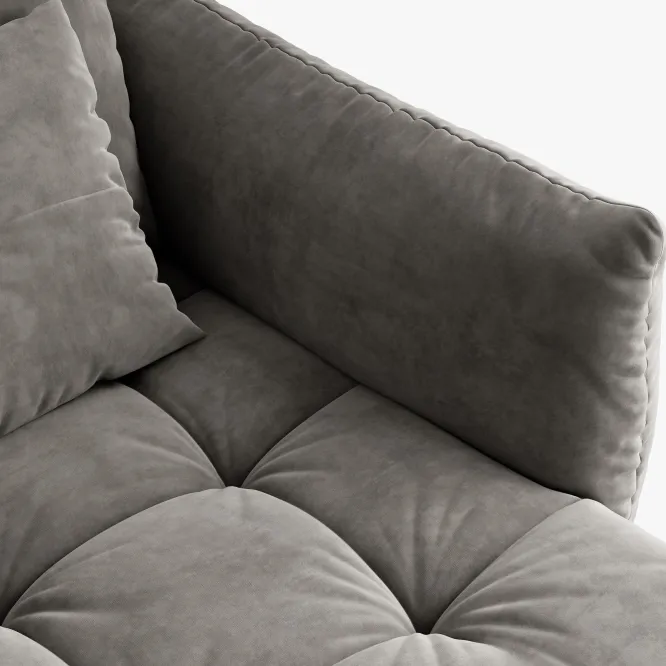 Sofa Bloom 3-Osobowa Szary Welur Micadoni