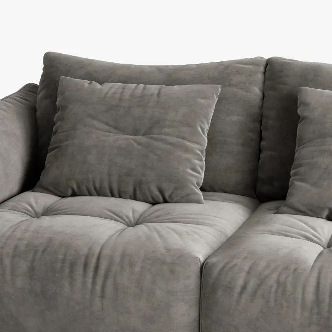 Sofa Bloom 3-Osobowa Szary Welur Micadoni