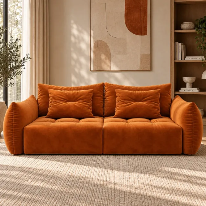 Sofa Bloom 3-Osobowa Terakotowy Welur Micadoni