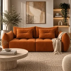 Sofa Bloom 3-Osobowa Terakotowy Welur Micadoni