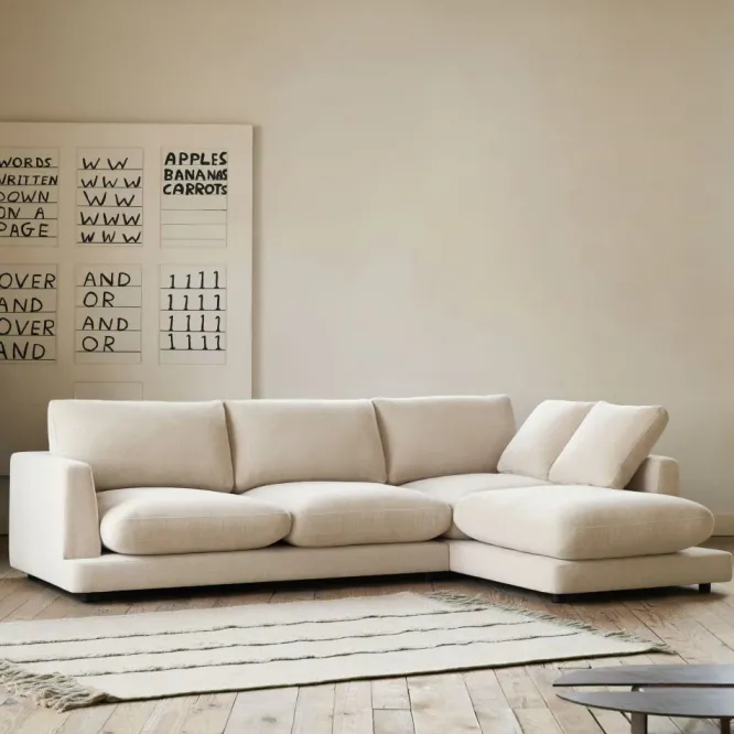 Sofa Gala Z Prawym Szezlongiem Beżowa Kave Home