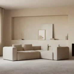 Sofa Narożnikowa Blok 3 Osobowa Beżowa Kave Home