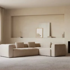 Sofa Narożnikowa Blok 4 Osobowa Beżowa Kave Home