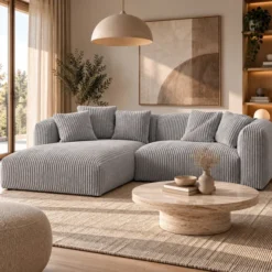 Sofa Narożnikowa Martina Jasnoszary Sztruks Micadoni