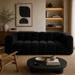 Sofa 3-Osobowa Lupine Czarny Welur Micadoni