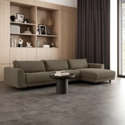 Sofa Samba Z Szezlongiem 351X163 Cm Ciemnobeżowa