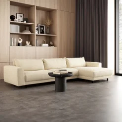 Sofa Samba Z Szezlongiem 351X163 Cm Kremowa