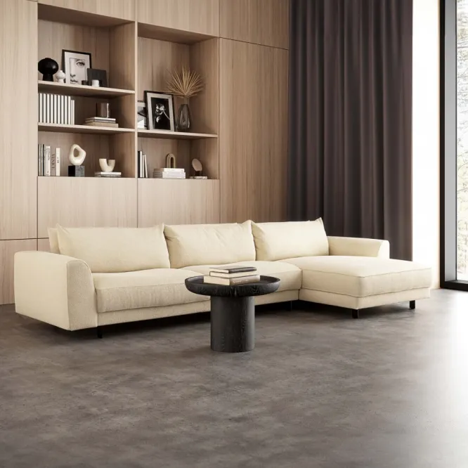 Sofa Samba Z Szezlongiem 351X163 Cm Kremowa