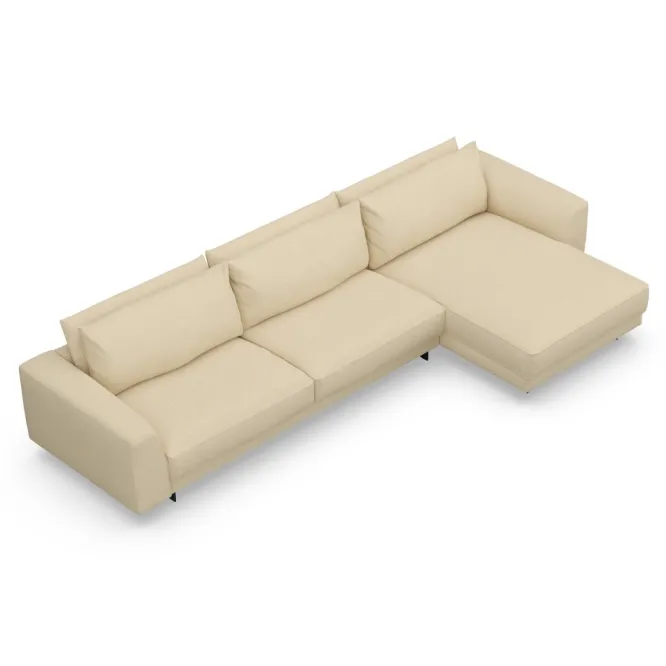 Sofa Samba Z Szezlongiem 351X163 Cm Kremowa