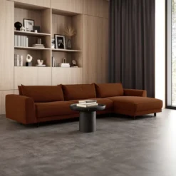 Sofa Samba Z Szezlongiem 351X163 Cm Kasztanowa