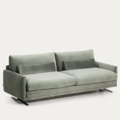 Sofa Veliro 3 Osobowa Aksamitna Zielona Kave Home