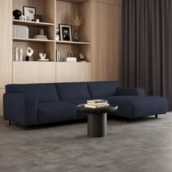 Sofa Vesta High Z Szezlongiem 301X160 Cm Granatowa