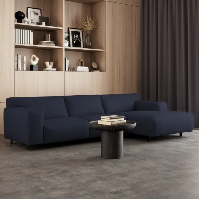 Sofa Vesta High Z Szezlongiem 301X160 Cm Granatowa