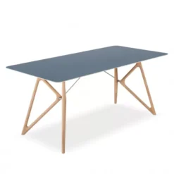 Stół Dębowy Tink 160 Cm Niebieskie Linoleum Gazzda