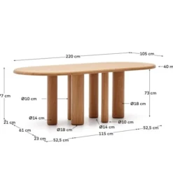 Stół Mailen 220 Cm Naturalny Kave Home