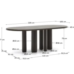 Stół Mailen 220 Cm Przydymiony Kave Home