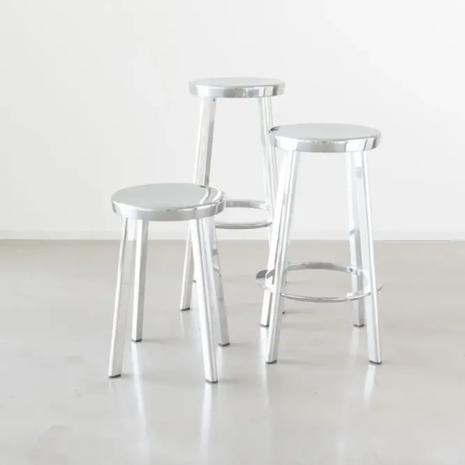 Stołek Deja-Vu 50 Cm Polerowane Aluminium Magis